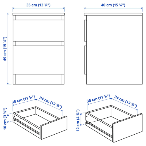 IKEA KULLEN Chest of 2 Drawers White Bedroom Urban Sales